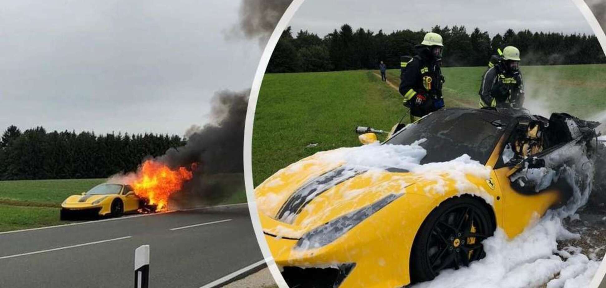Новая Ferrari за 280 000 евро сгорела прямо во время движения