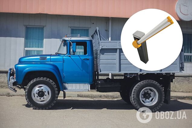 Противотаранный шлагбаум уничтожил мчащийcя на высокой скорости ЗИЛ-130