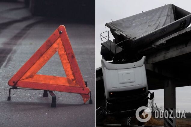 Фура на Донеччине едва не упала с моста