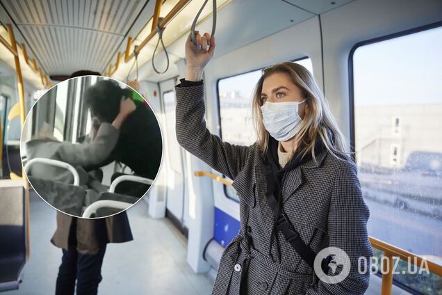 В Киеве женщины подрались в трамвае из-за отсутствия маски