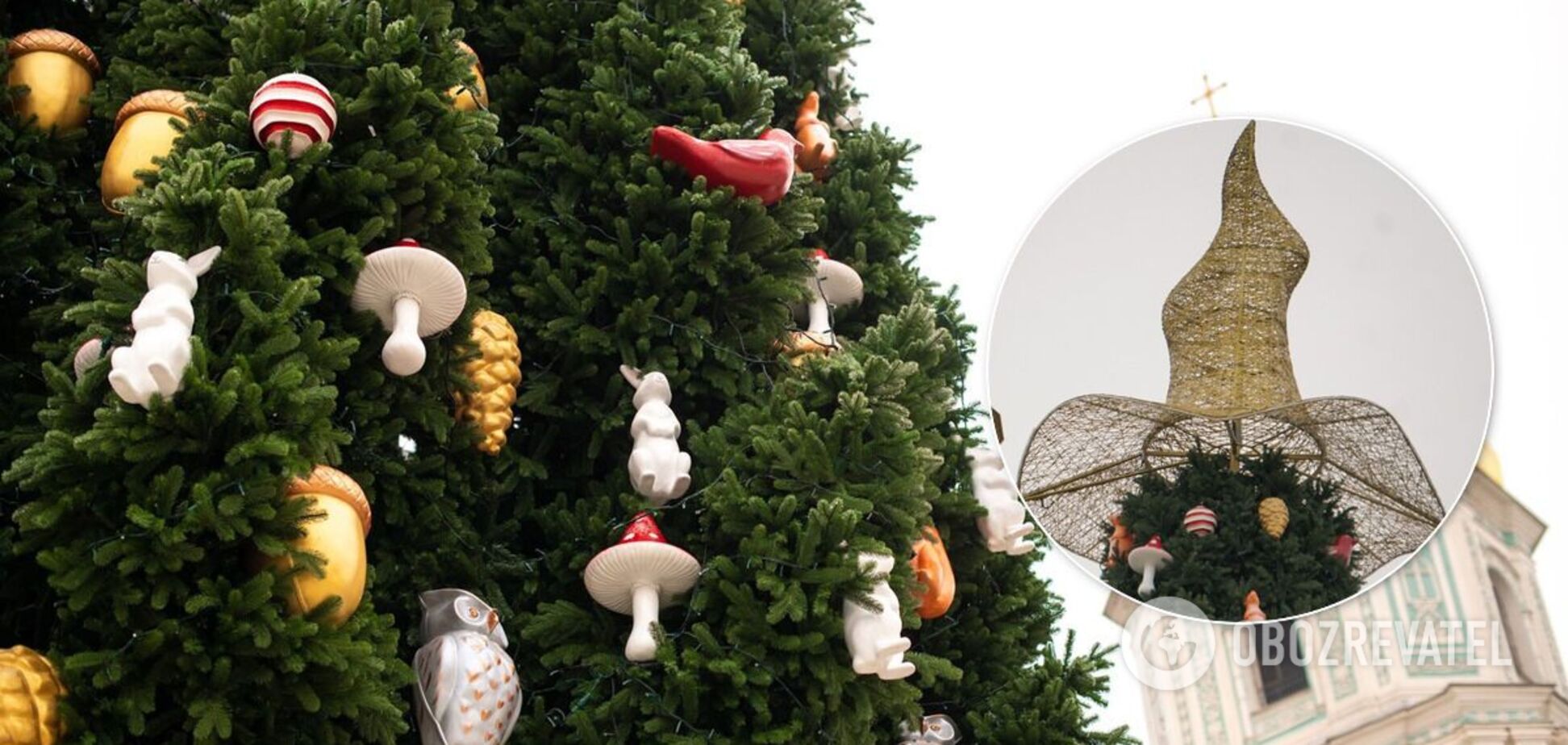 С главной елки Украины в Киеве сняли 'колдовскую' шляпу. Фото