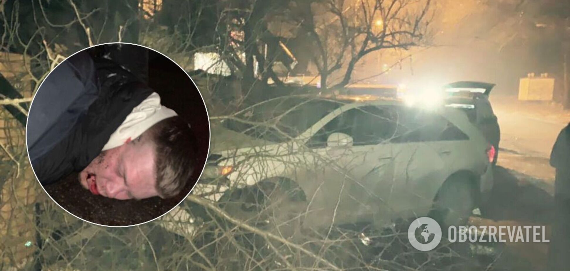 У Києві п'яний поліцейський протаранив Mercedes і влетів в огорожу