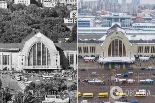 Центральный железнодорожный вокзал в Киеве в разные годы