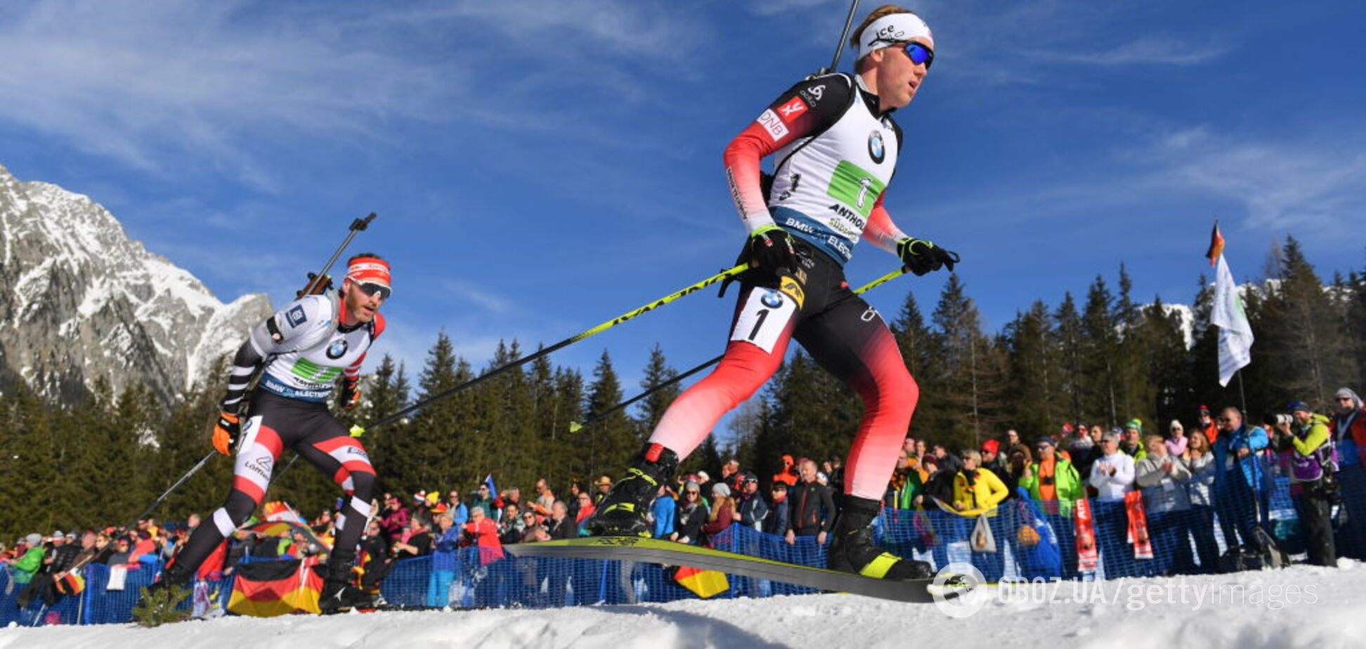 Фуркада вдавили в рекламный щит в эстафете чемпионата мира по биатлону