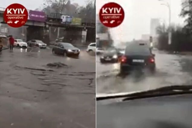 Киев "поплыл" из-за сильных ливней: появилось видео потопа