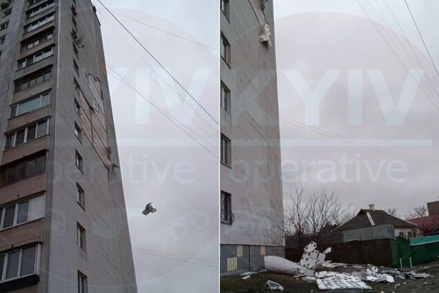 У Києві негода пошкодила багатоповерхівку