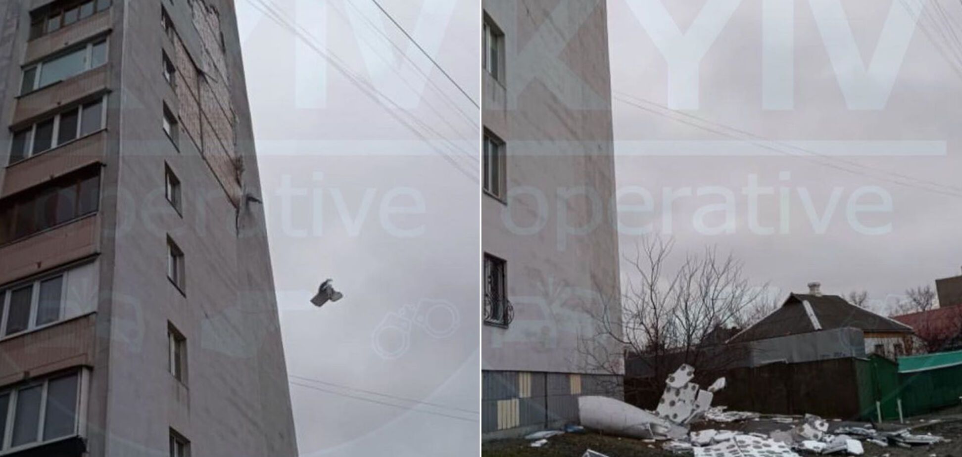 В Киеве непогода повредила многоэтажку