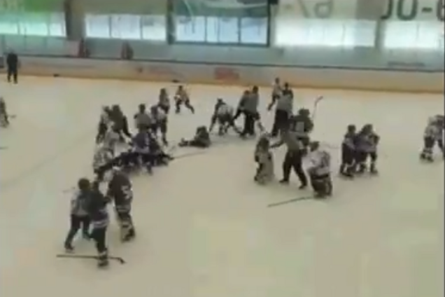 Дрались все: в России юные хоккеисты устроили массовое побоище на матче