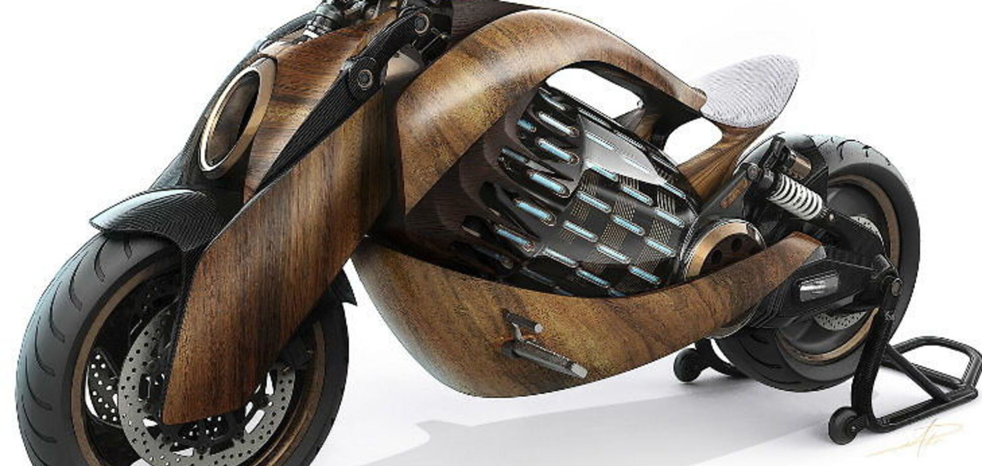 Электрический мотоцикл из дерева с запасом хода на сотни километров создали во Франции