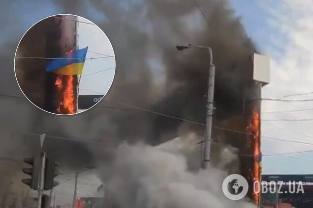 На беспорядках в Харькове сожгли флаг Украины: видео попало в сеть