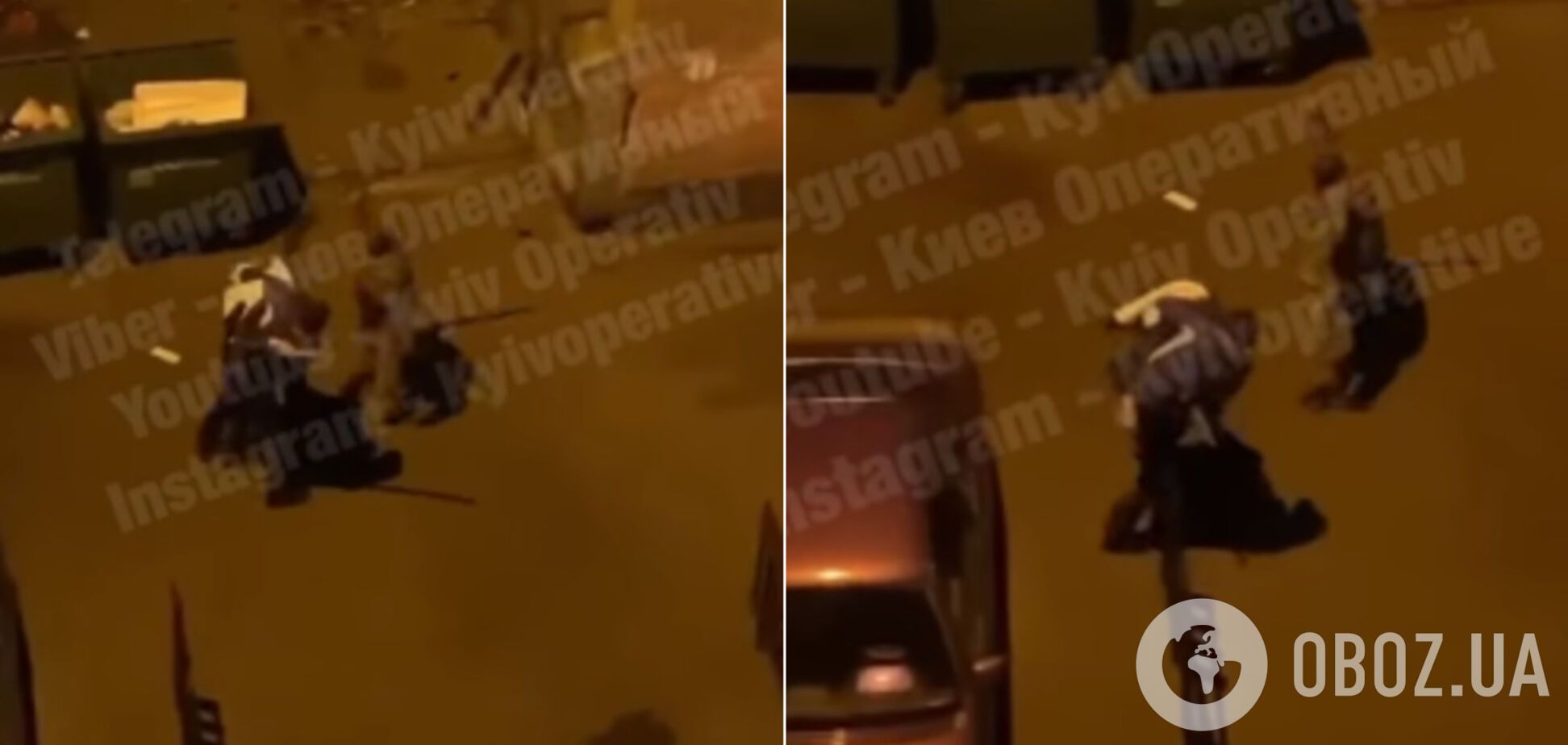 В центре Киева мужчины устроили драку на палках