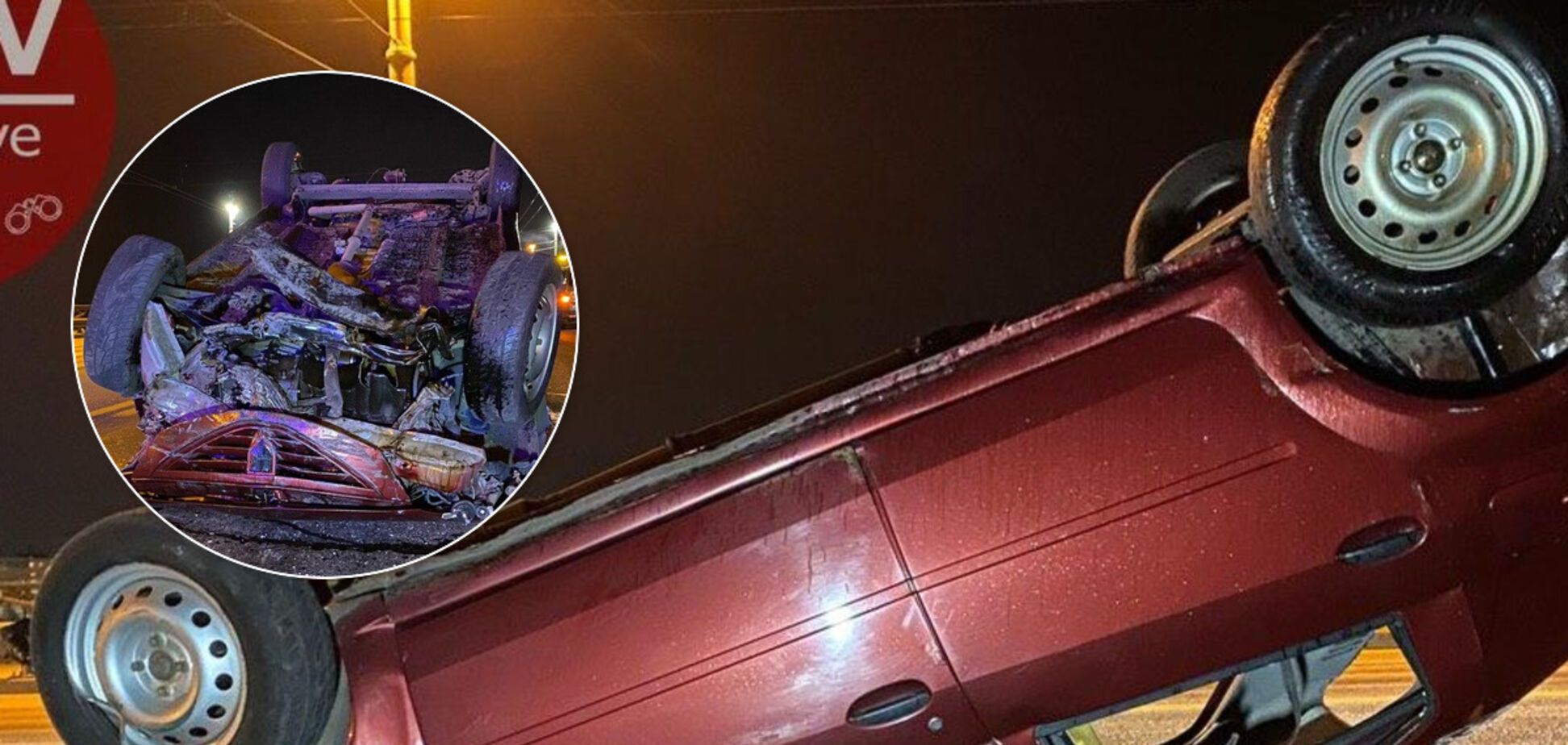 Лихачив на мосту Патона: у Києві водій перевернув автомобіль на дах