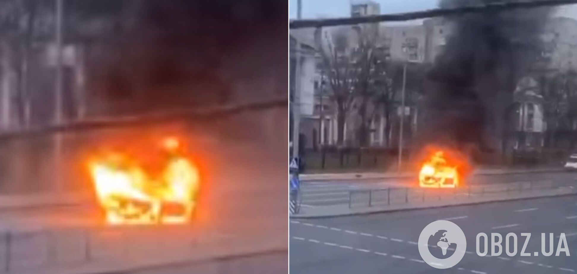 В центре Киева на ходу загорелся автомобиль