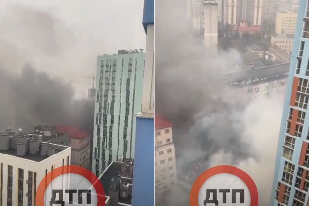 У Києві спалахнула пожежа в приміщеннях супермаркету. Відео