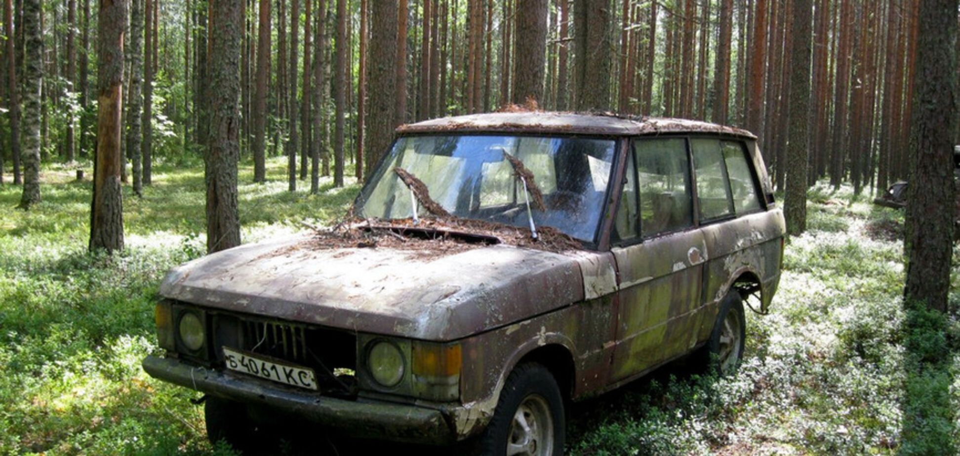 Посреди леса нашли брошенный Range Rover на советских номерах