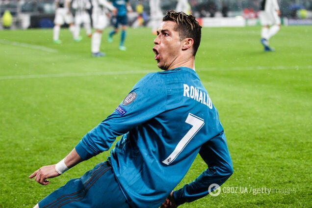 Криштиану Роналду празднует гол в ворота 'Ювентуса'