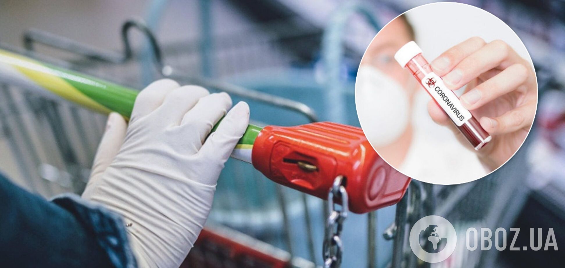 Одноразовые перчатки в магазинах и коронавирус. Иллюстрация