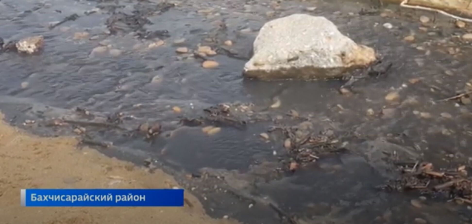 В Крыму популярный пляж превратился в черную жижу: фото экологического бедствия