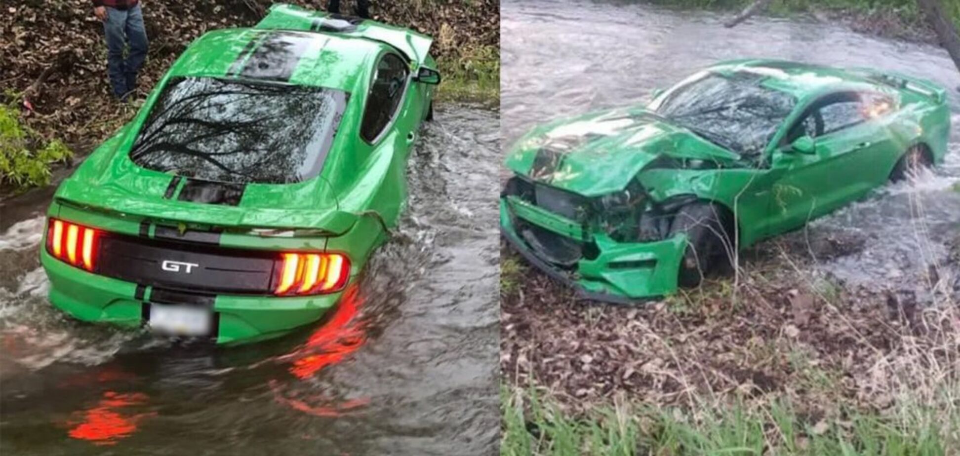 Новый Ford Mustang разбили и утопили через 3 дня после покупки