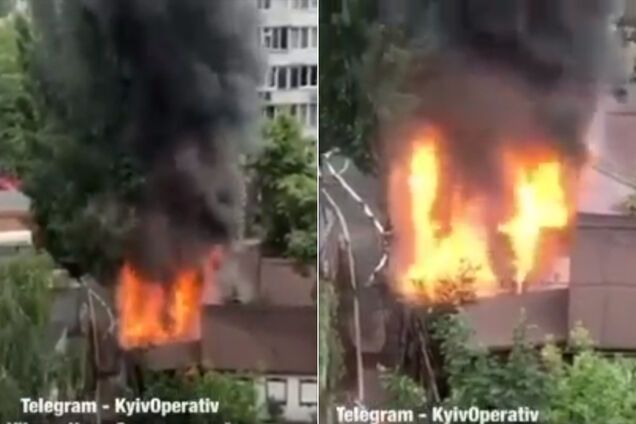 У ресторані Києва спалахнула масштабна пожежа: затягло чорним димом. Перше відео