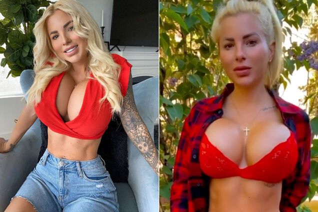 Знаменитая фитнес-модель Джессика Уивер показала трюк со своей силиконовой грудью