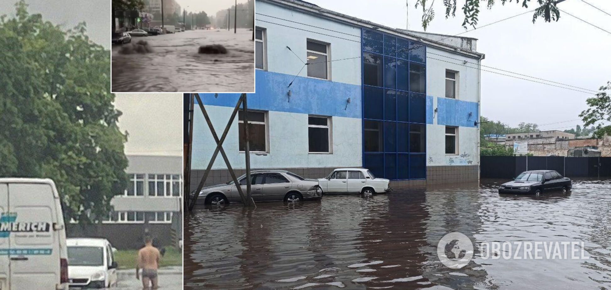 На дорогах бьют гейзеры, авто затопило: города Украины 'поплыли' после дождей. Фото и видео