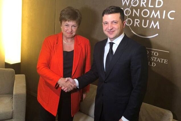 Георгієва і Зеленський на економічному форумі в Давосі в січні 2020 року. Ілюстрація