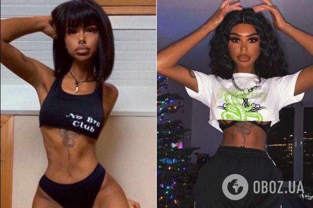 Сменившая цвет кожи девушка поразила аномальной худобой: откровенные фото