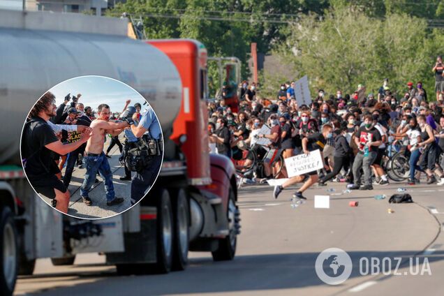 Водій із українським ім'ям в'їхав на бензовозі в натовп демонстрантів у США. Фото й відео