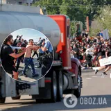 Водитель с украинским именем "въехал" на бензовозе в толпу демонстрантов в США