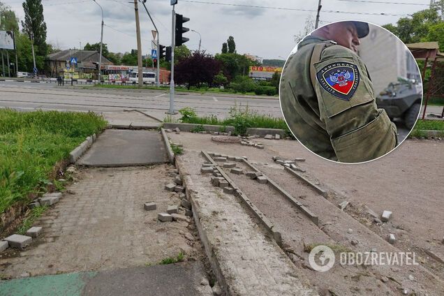 В оккупированном Донецке с улиц начали воровать тротуарную плитку: фотофакт