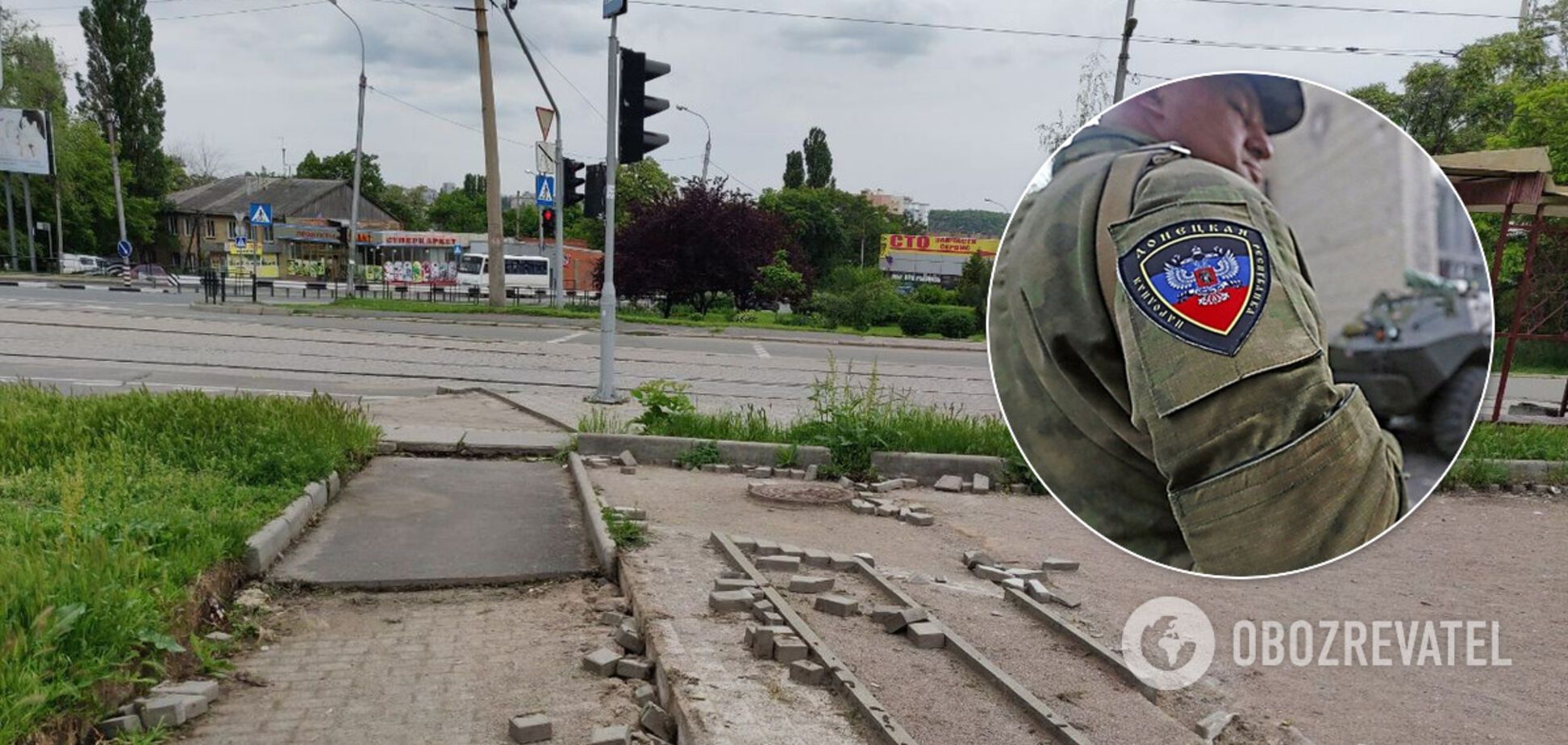 В окупованому Донецьку з вулиць почали красти тротуарну плитку: фотофакт