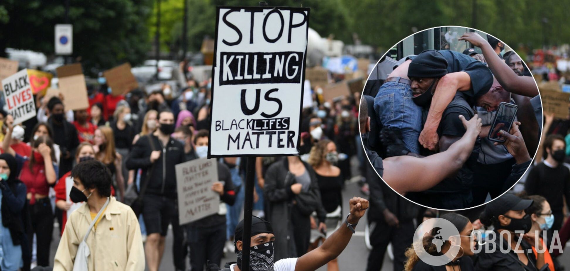 Темнокожий мужчина спас белого на протесте Black Lives Matter