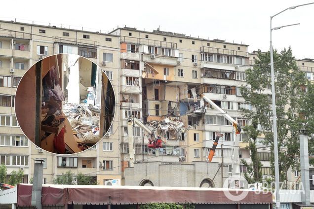 Появились фото изнутри взорвавшейся в Киеве многоэтажки