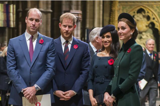 Принци Вільям і Гаррі з дружинами Меган Маркл і Кейт Міддлтон (фото – Marie Claire)