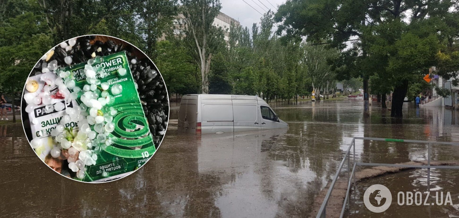 В Николаеве затопило улицы, а на Одесщине выпал град