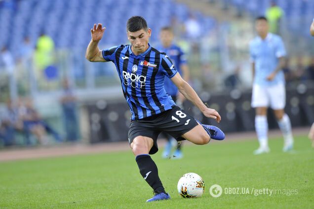 Руслан Малиновский в составе 'Аталанты' в матче против 'Лацио'