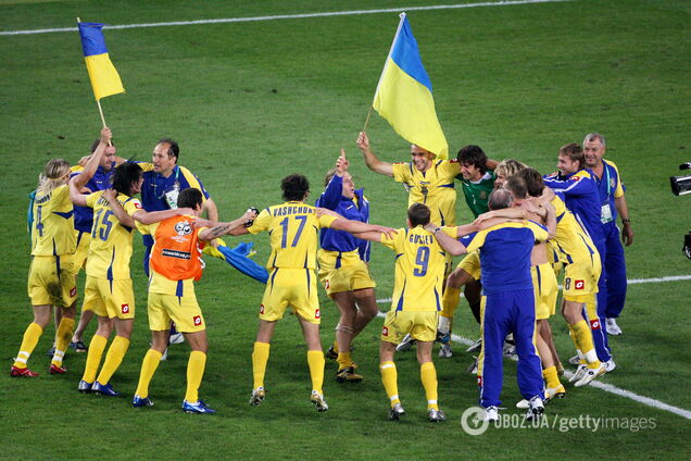 Украина празднует победу над Швейцарией в 1/8 финала ЧМ-2006