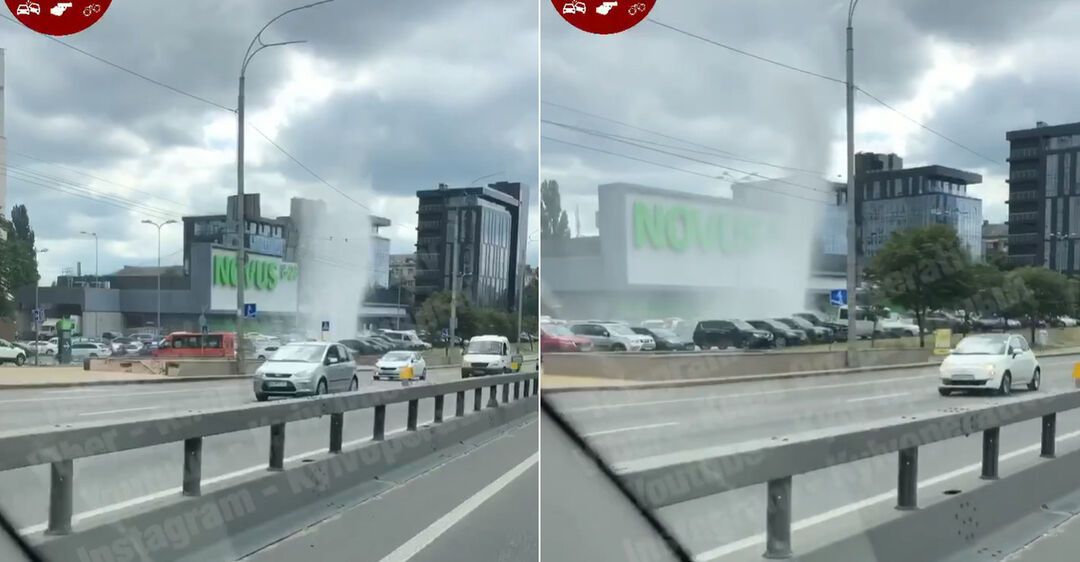 У Києві на парковці утворився 'гейзер'