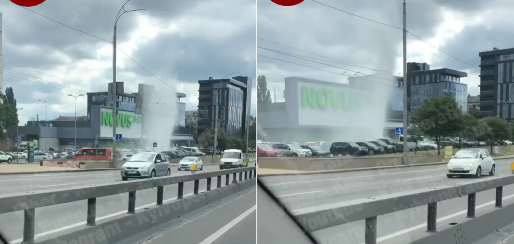 У Києві на парковці утворився 'гейзер'