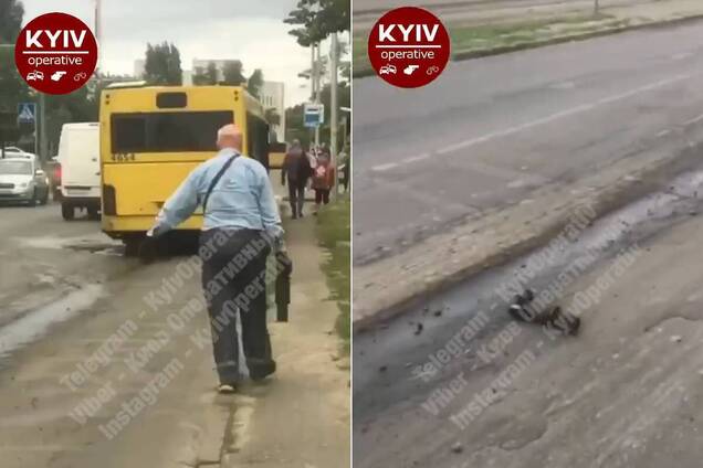 В Киеве автобус 'рассыпался' прямо на дороге