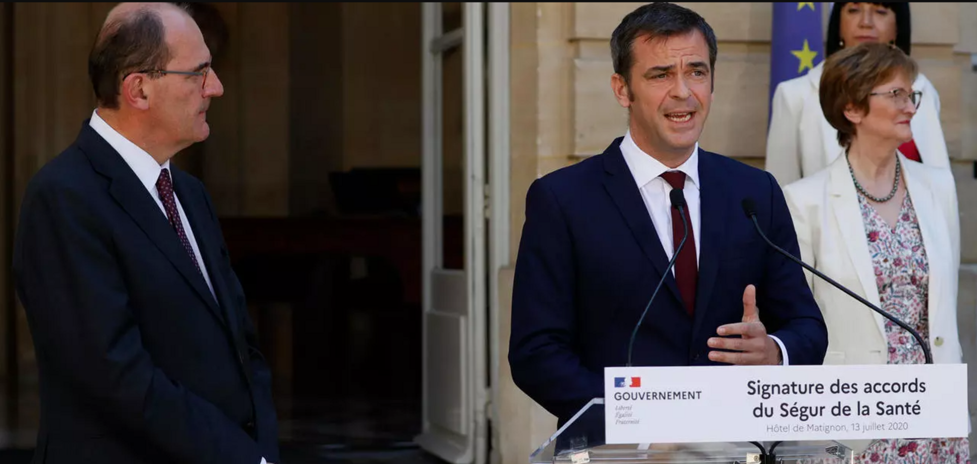 Міністр охорони здоров'я Франції Олів'є Веран і прем'єр-міністр Жан Кастекс