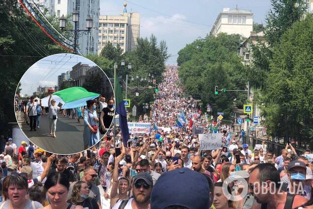 В Хабаровске протестуют против ареста губернатора Сергея Фургала