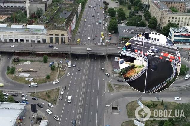 Водители проехали по свежему асфальту на Шулявском путепроводе