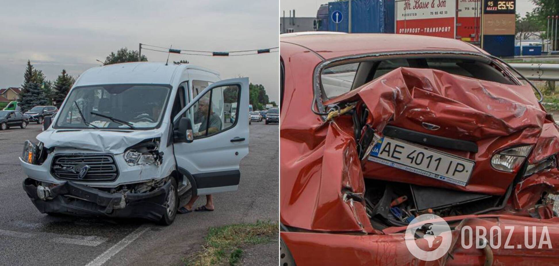 В Днепре микроавтобус протаранил легковушку: пострадал ребенок и двое взрослых. Фото