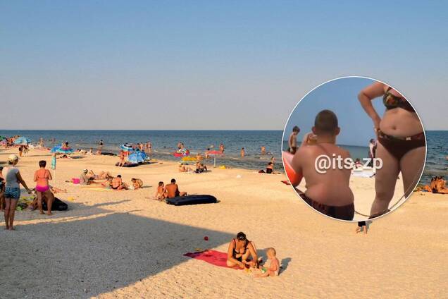 В Кириловке на пляже заметили ребенка 'на цепи'