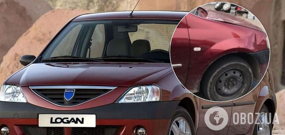 Небезпечне авто: в Києві Dacia Logan здивувала відсутністю шин
