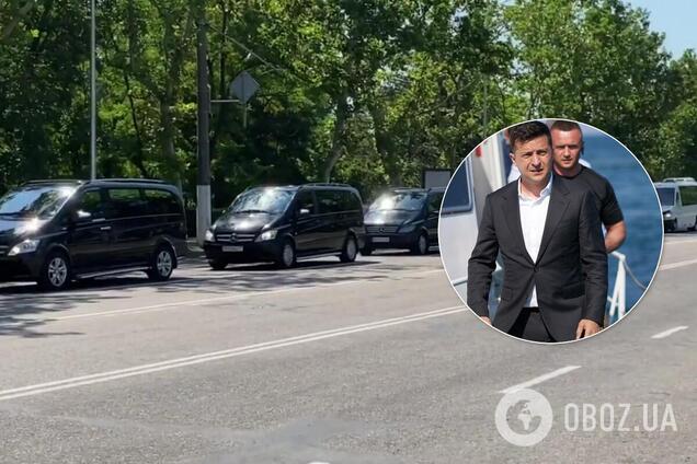 Величезний кортеж Зеленського в Одесі потрапив на відео