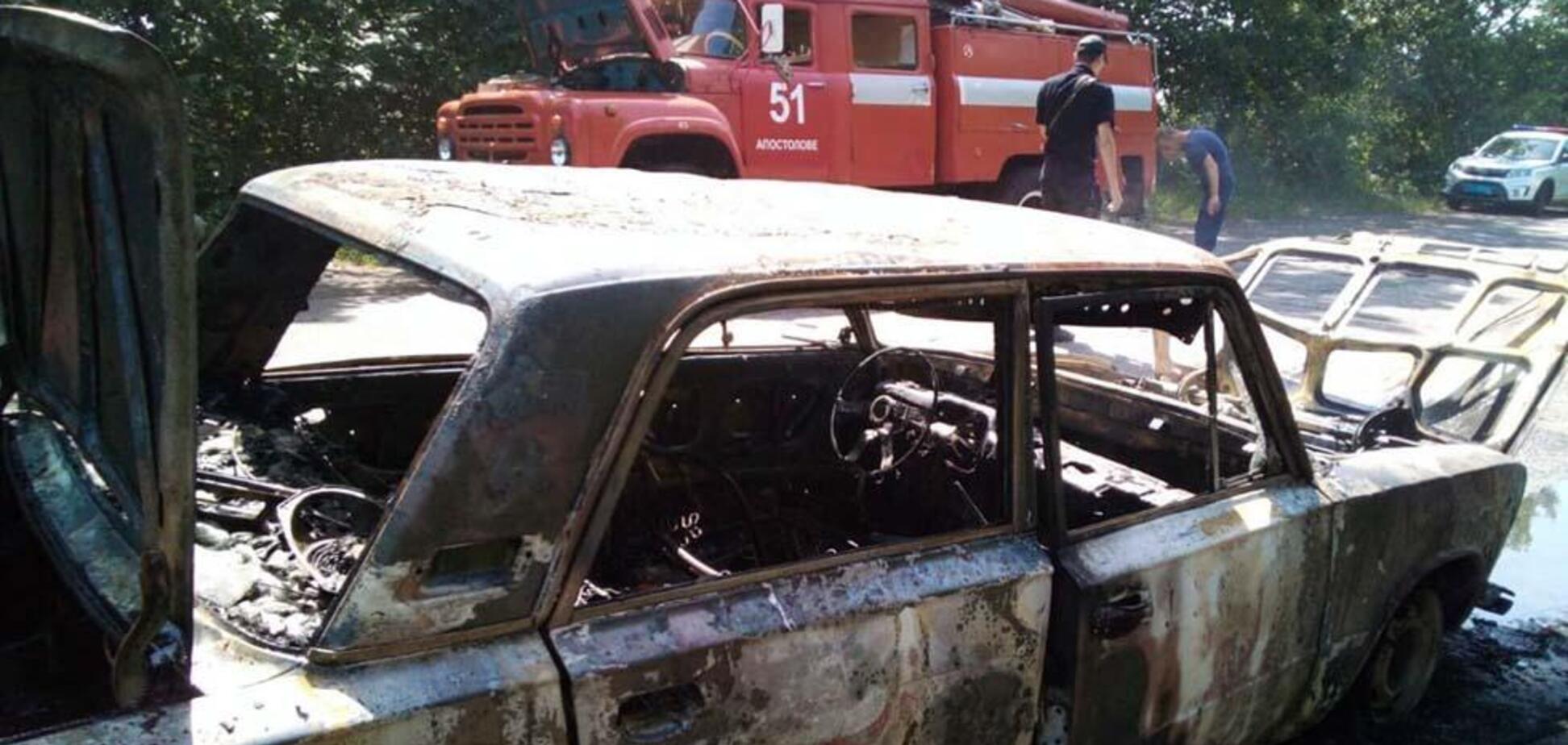 На Дніпропетровщині посеред траси на ходу загорівся автомобіль. Фото