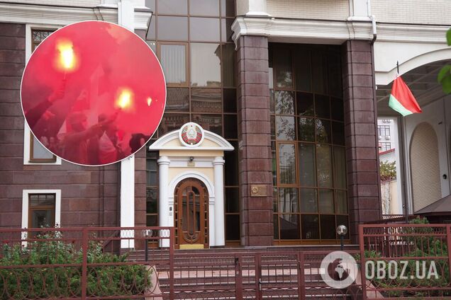 В Киеве прошла акция под посольством Беларуси